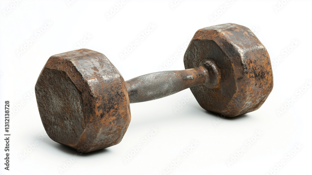 The iron dumbbell rests on a white background, emphasizing its sturdy structure.
The iron dumbbell rests on a white background, emphasizing its sturdy structure.