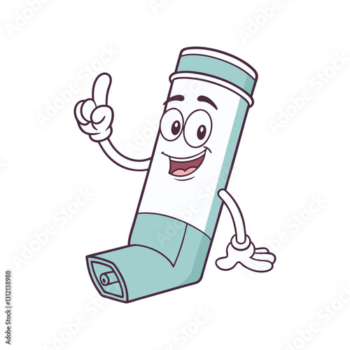 Asthmatic inhaler funny cartoon vector art illustration