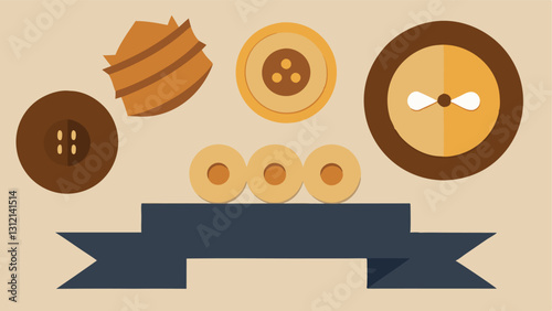 Wooden Buttons and Trims A crafted selection of clothing trims made from wood displayed alongside a banner offering Exclusive Discounts on Accessories