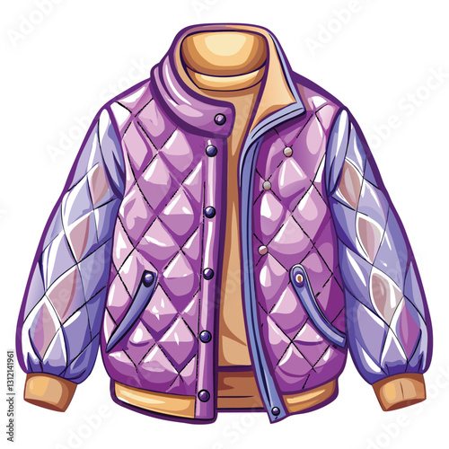 Create a cozy, vector illustration of a lavender-colored quilted fabric texture, showcasing soft folds and stitching details.  Aim for a comforting and aesthetically pleasing design.