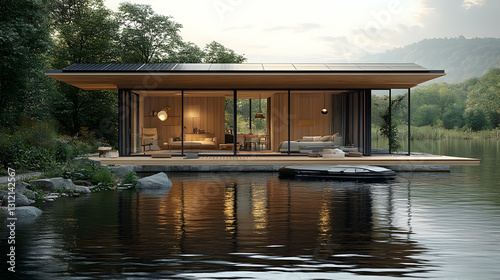 Modern Lakeside Cabin on Floating Dock