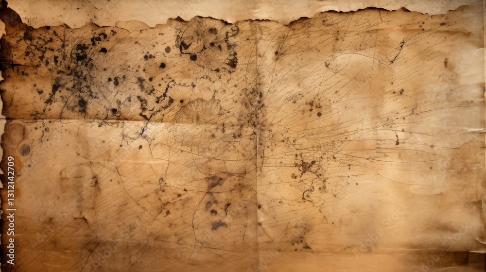 An aged, ink-stained piece of paper with dark spots An aged, ink-stained piece of paper with dark spots