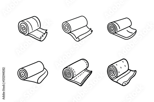 fabric roll sketch line art vector illustration