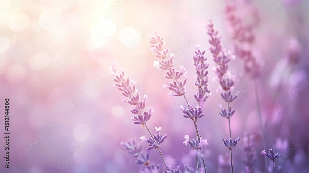 Fototapeta premium Lavender field bathed in sunlight