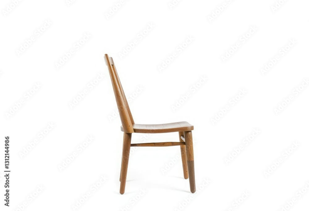 Single, weathered, wooden chair isolated on pure white background, minimal, simple Single, weathered, wooden chair isolated on pure white background, minimal, simple