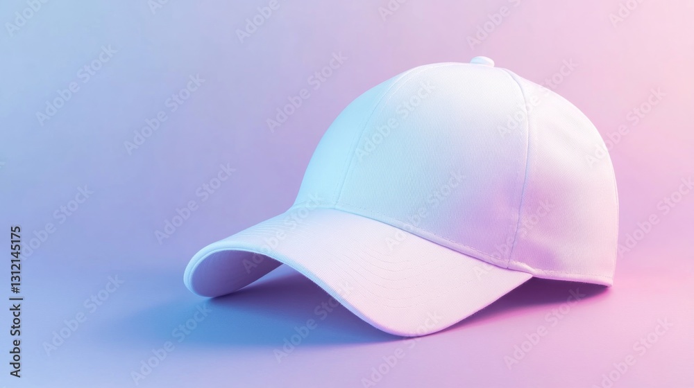 Fototapeta premium Stylish white baseball cap, studio shot