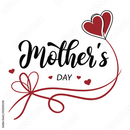 Happy mom days heart shape and typography simple children's vector illustration art