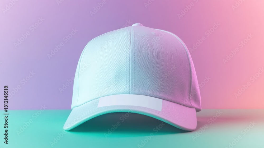 Fototapeta premium Blank white baseball cap on a vibrant background