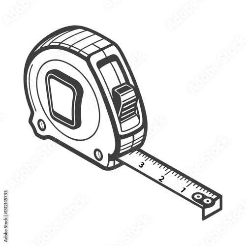 Realistic vintage measurement tape sketch line art vector illustration