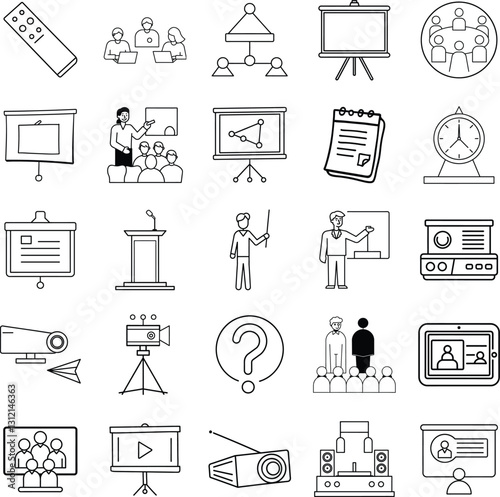 Presentation Icons Meeting, Conference, Training, Seminar, Workshop, Lecture, Business, Communicatio