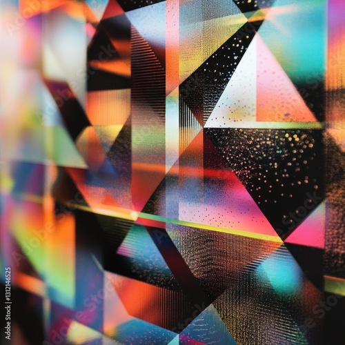 Abstract geometric pattern, vibrant colors, close-up view photo