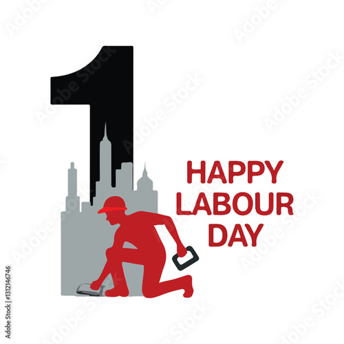 Labor Day: Worker Silhouettes with City Skyline