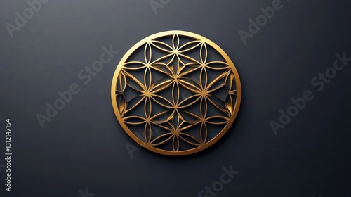 Wallpaper Mural Golden Flower of Life Symbol on Dark Background (2) Torontodigital.ca