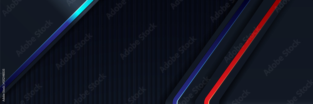 Fototapeta premium Abstract dark background with diagonal lines, website banner design
