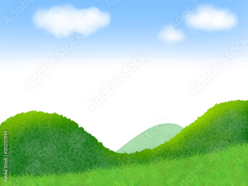 山並みと青空の背景イラスト