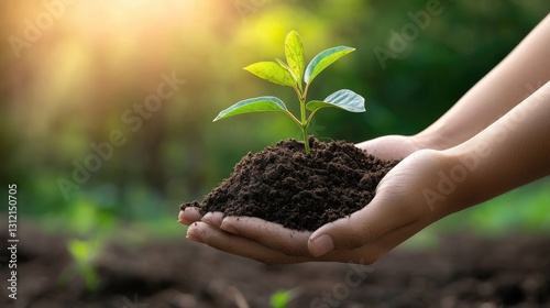 Wallpaper Mural Tender Sapling in Caring Hands, Symbol of Growth and Environmental Stewardship Torontodigital.ca