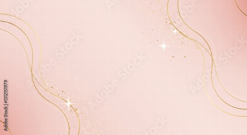 Luxury lines and gold lines on pink abstract banner background. Space for copying text. Luxury background, banner design style.
