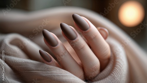 Wallpaper Mural Mocha mousse nails manicure with soft matte finish and warm lighting

 Torontodigital.ca