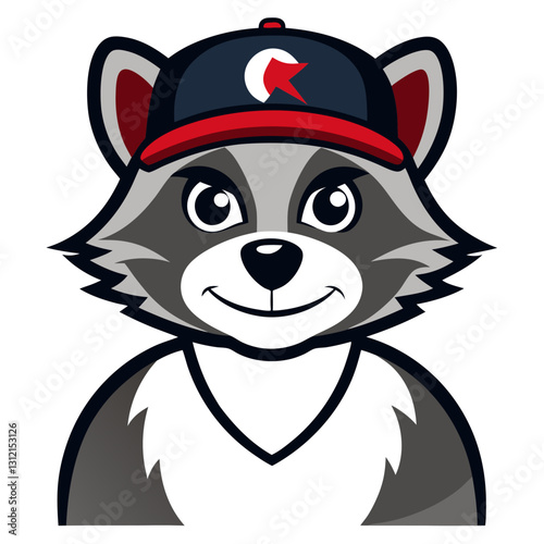 Raccoon wearing a baseball cap mascot logo