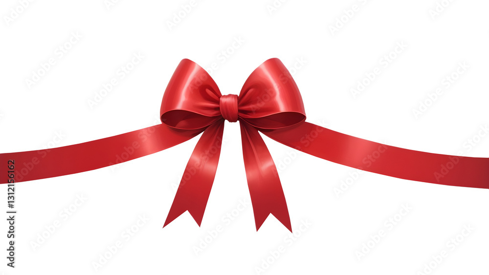 Red satin ribbon with bow isolated on transparent background Red satin ribbon with bow isolated on transparent background