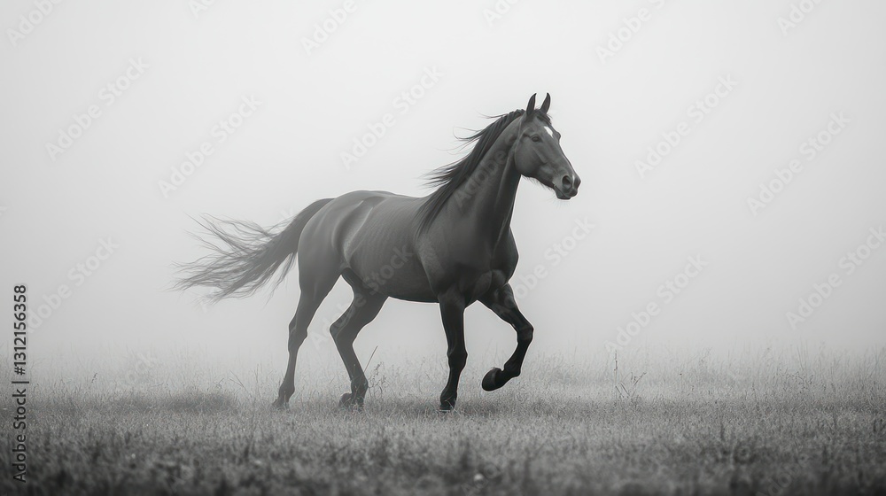 Majestic horse in a misty field Majestic horse in a misty field
