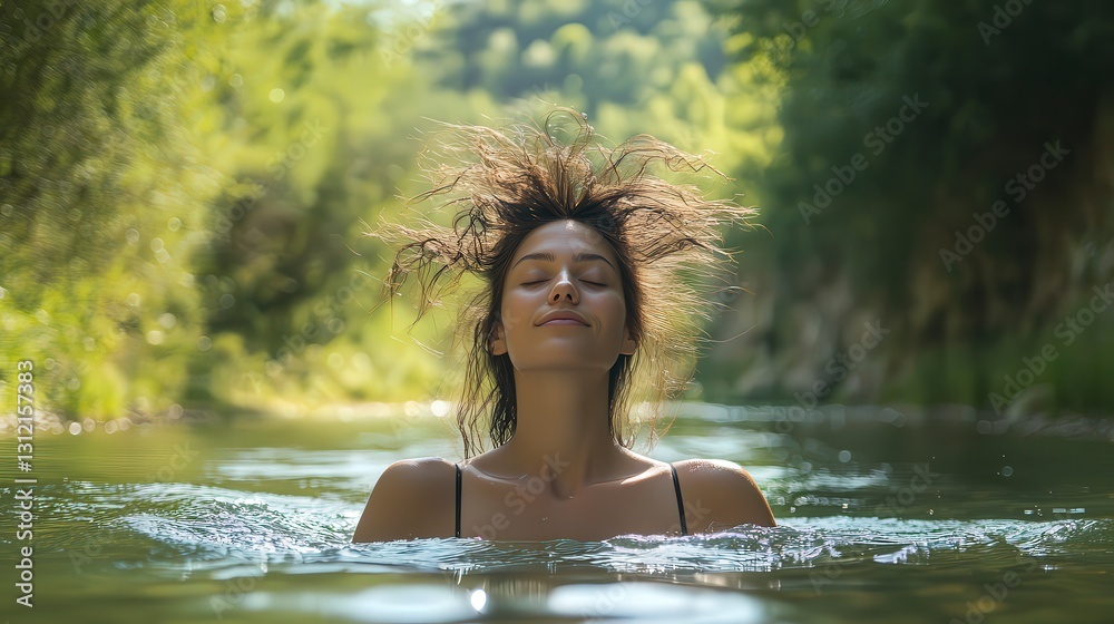 Fototapeta premium pretty young girl in the nature, fantastic scenery in the nature with young woman