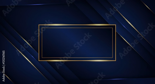 Luxury lines and gold lines on blue abstract banner background. Space for copying text. Luxury background, banner design style.