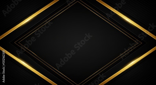 Luxury lines and gold lines on black abstract banner background. Space for copying text. Luxury background, banner design style.