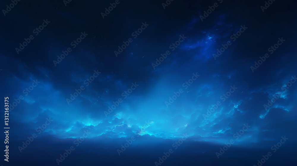 Fototapeta premium Dark fog with electric blue flashes creating a fantastic sight against the night sky