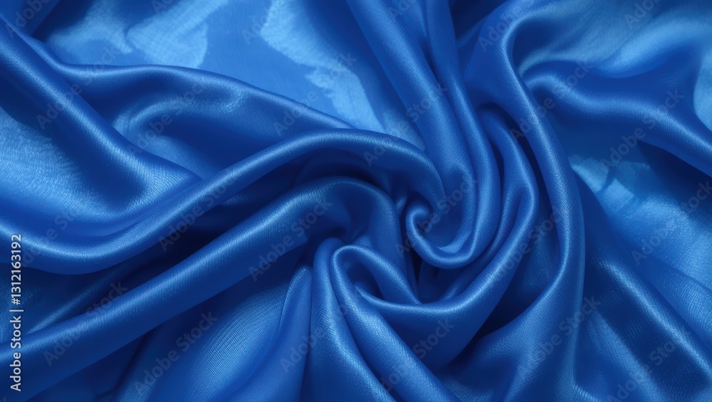 Obraz premium Textured Blue Satin Fabric with Shiny Finish and Soft Drapery for Elegant Design Background