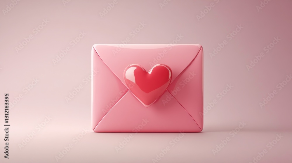 Pink Envelope with Heart, Minimalist Design (1) Pink Envelope with Heart, Minimalist Design (1)