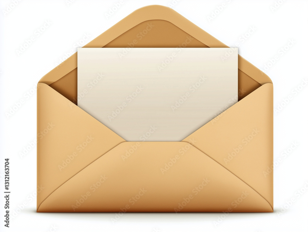 Minimalist Open Brown Envelope Holding a Blank Sheet – Stationery Concept, open envelope with blank paper Minimalist Open Brown Envelope Holding a Blank Sheet – Stationery Concept, open envelope with blank paper