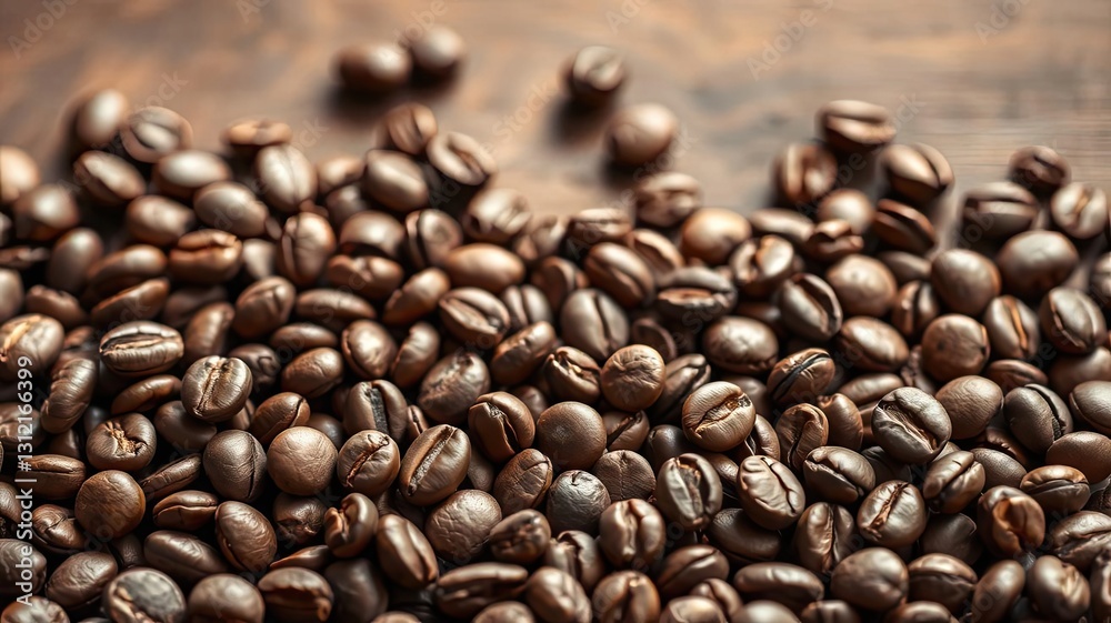 Obraz premium Roasted Coffee Beans Dark Brown Closeup Food Background Texture
