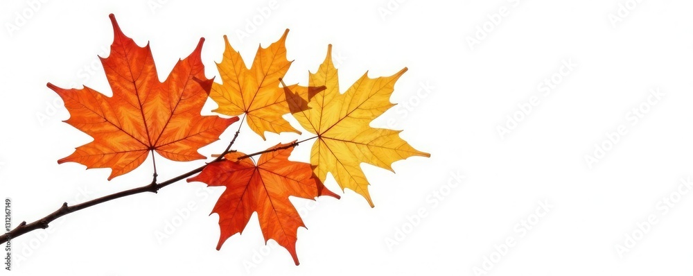Dried and isolated maple branch against white background, leafy, winter Dried and isolated maple branch against white background, leafy, winter