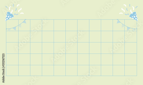 A cheerful and minimalistic party-themed planner or calendar template featuring a soft pastel yellow background