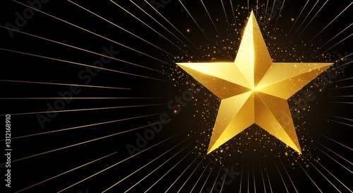 Luxury lines and gold lines on gold star abstract banner background. Space for copying text. Luxury background, banner design style.