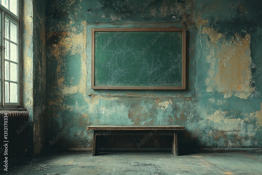 Desolate classroom scene abandoned school artistic photography urban decay interior view
