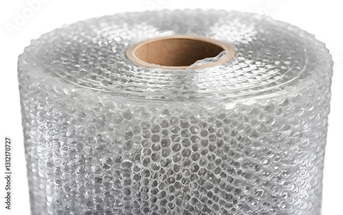 A roll of bubble wrap for protecting fragile items, isolated on a empty plain background