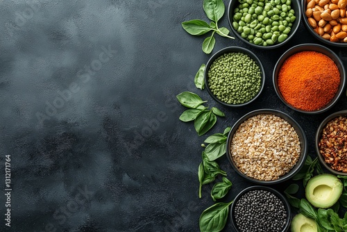 Exploring healthy ingredients assorted spices and grains kitchen culinary art close-up nutrition