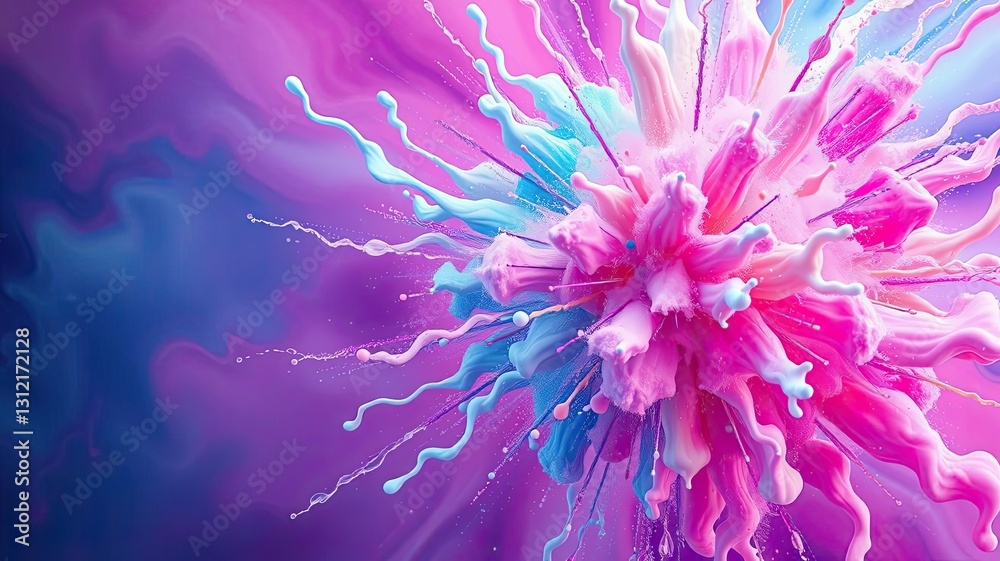 Obraz premium Pink Blue Liquid Explosion Abstract Paint Splash Background