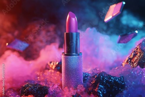 Vibrant lipstick display studio setting product photography colorful lighting close-up view