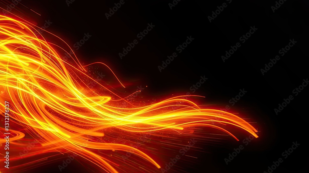 Fototapeta premium Abstract Orange and Red Light Trails Energy Power Motion Background