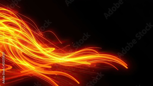 Abstract Orange and Red Light Trails Energy Power Motion Background