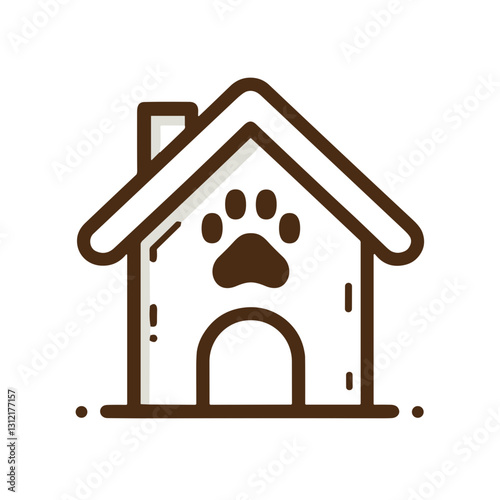 Pet house with paw print representing pet care and companionship