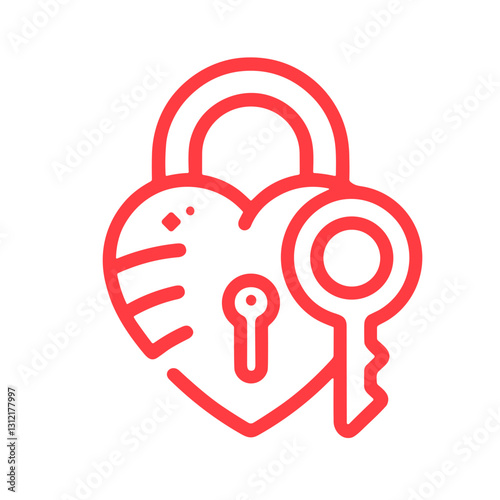 Heart-shaped padlock with key symbolizing love and commitment