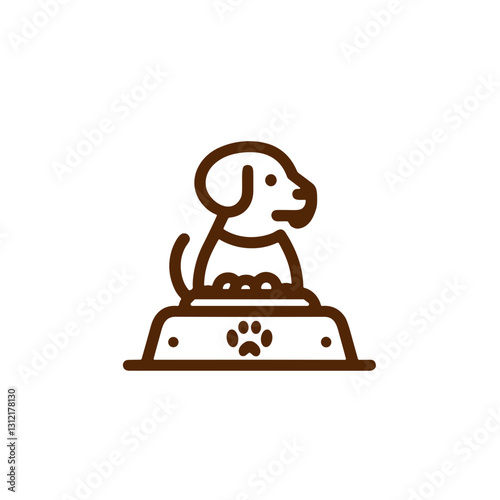 Dog sitting beside food bowl representing pet care and companionship