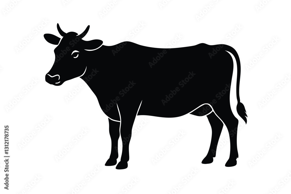 Silhouette of cow vector illustration.