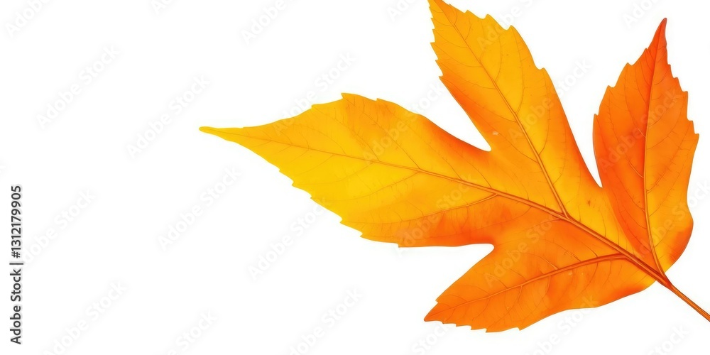 Fototapeta premium Single autumn leaf isolated on white background, object, white
