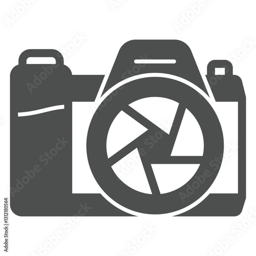 Mirrorless camera solid icon, photography concept. Vector graphics. Photocamera sign on white background, glyph style icon for mobile or web design.