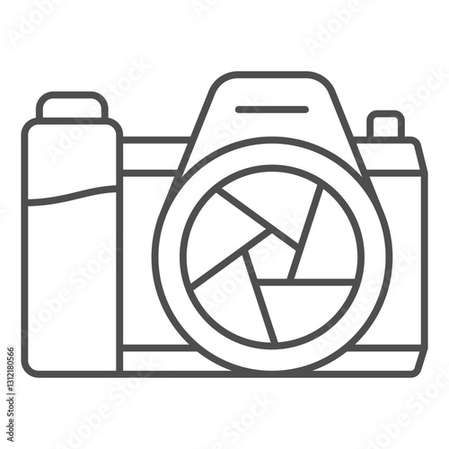 Mirrorless camera thin line icon, photography concept. Vector graphics. Photocamera sign on white background, outline style icon for mobile or web design.